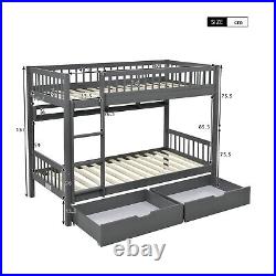 Wooden Bunk Beds with Storage Grey Wood Kids Childrens Bed 3ft Single Bed frame