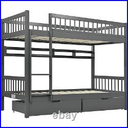 Wooden Bunk Beds with Storage Grey Wood Kids Childrens Bed 3ft Single Bed frame