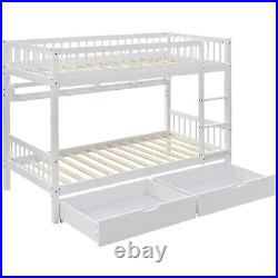 Wooden Bunk Beds with Storage White Kids Bed Children 3ft Single Size Bed frame