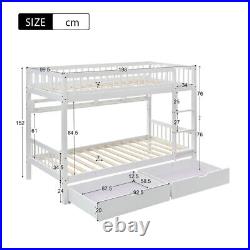 Wooden Bunk Beds with Storage White Wood Kids Childrens Bed 3ft Single Bed frame