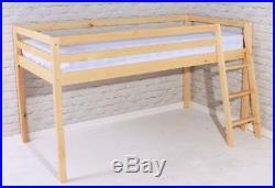 Wooden Cabin Loft Solid Pine Bed Bunk Mid Sleeper 2ft 6 Single Kids Girls Tent