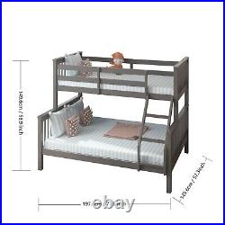 Wooden Double & Trio Bed Bunks Dual & Triple-Level Sleeping, Pine, White/Grey