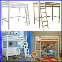 Wooden Frame Cabin Bed High Sleeper Bunk Children Kids Ladder Bedframe Tall Beds
