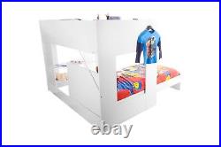 Wooden High Sleeper Bed Frame Single White Shelf Storage L Shape Wizard