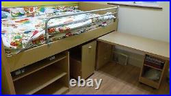 Wooden Kids Bunk Bed with Slide Out Desk and Lots of Storage