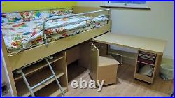 Wooden Kids Bunk Bed with Slide Out Desk and Lots of Storage