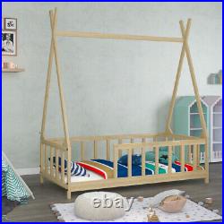 Wooden Kids Treehouse Bed Frame Childrens Toddlers Floor Bed Frame Low Bedstead
