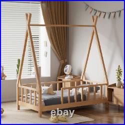 Wooden Kids Treehouse Bed Frame Childrens Toddlers Floor Bed Frame Low Bedstead