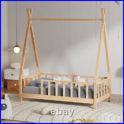 Wooden Kids Treehouse Bed Frame Childrens Toddlers Floor Bed Frame Low Bedstead