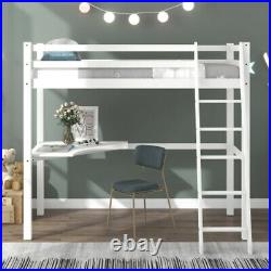 Wooden Single 3FT Loft Bed Frame With Desk High Sleeper Bunk Bed Children Bed UK