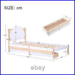Wooden Single Double Bed Frame With 2 Drawers Bedroom Furniture UK