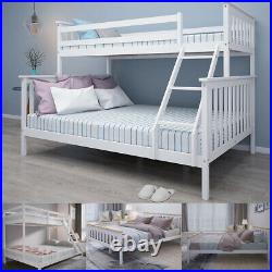 Wooden Triple Bunk Beds Double Bed With Stairs For Kids Children Bed Frame UK