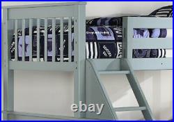 Wooden Triple Sleeper Bunk Bed And Drawers Pine Double Bunks Grey White Oak