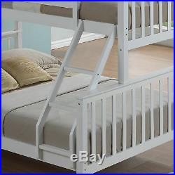 Wooden White Three Sleeper Bunk Bed with Drawers and spring mattress
