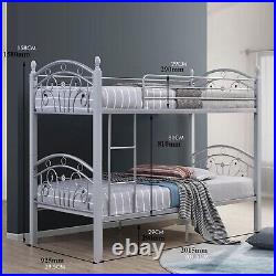 Wooden and Metal Bunk Bed, Double Bunk Bed Frame For Kids Children