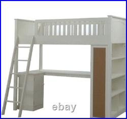 Wooden bunk bed with mattress Storage unit desk & pin wall board DISMANTLED