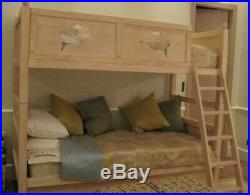 Wooden bunk bed with pull out bed, includes mattresses and ladder, single size