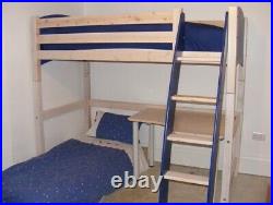 Wooden bunk beds with mattresses