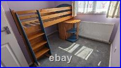 Wooden kids bunk bed with table