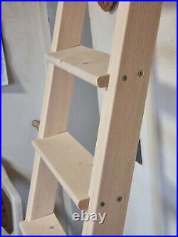 Wooden ladder bunk bed space-saving loft bed attic